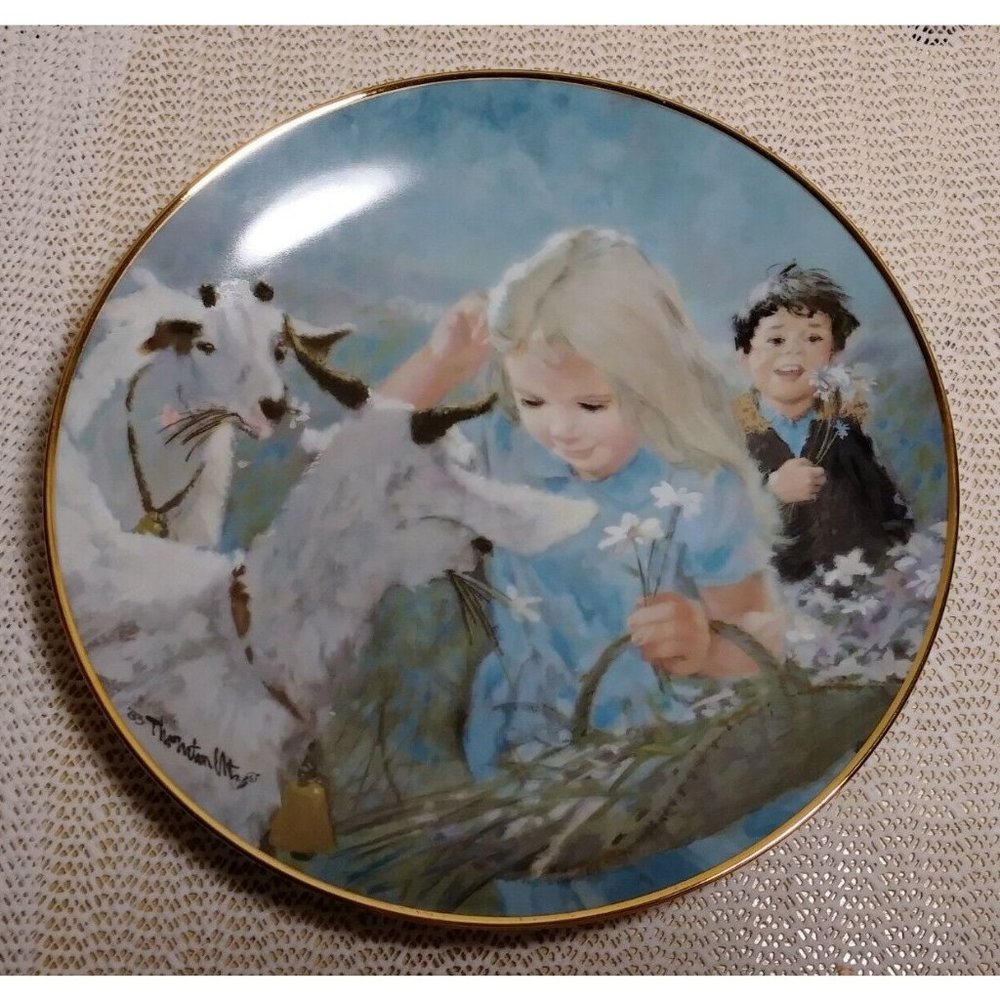 1984 Mountain Friends 1st Issue in The Summer Days of Childhood  8.5" Plate Gold